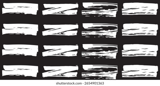 Traçados De Marcador De Marca-Texto Branco. Realce o conjunto de sublinhados do pincel. Ilustração de estoque de vetor.  