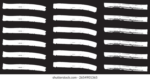 Traçados De Marcador De Marca-Texto Branco. Realce o conjunto de sublinhados do pincel. Ilustração de estoque de vetor.  