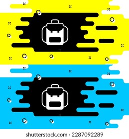 White Hiking backpack icon isolated on black background. Camping and mountain exploring backpack.  Vector