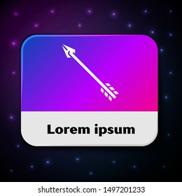 White Hipster arrow icon isolated on black background. Rectangle color button. Vector Illustration