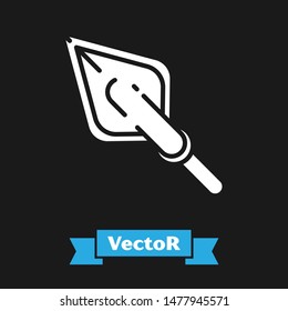 White Hipster arrow tip icon isolated on black background.  Vector Illustration