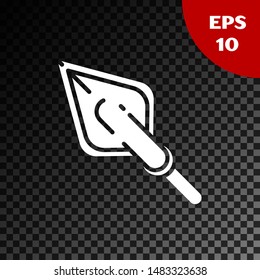 White Hipster arrow tip icon isolated on transparent dark background.  Vector Illustration