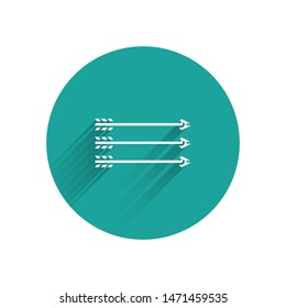 White Hipster arrows icon isolated with long shadow. Green circle button. Vector Illustration