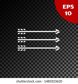 White Hipster arrows icon isolated on transparent dark background.  Vector Illustration