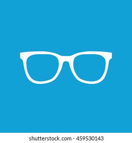 White hipster glasses icon vector illustration. Blue background