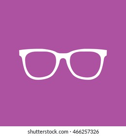 White hipster glasses icon vector illustration. Purple background