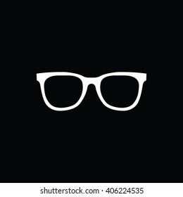 White hipster glasses vector illustration. Black background