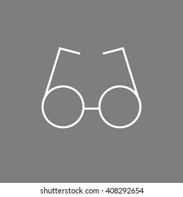 White hipster glasses vector illustration. Gray background