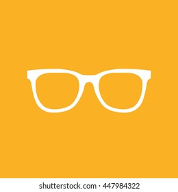 White hipster glasses vector illustration. Yellow background