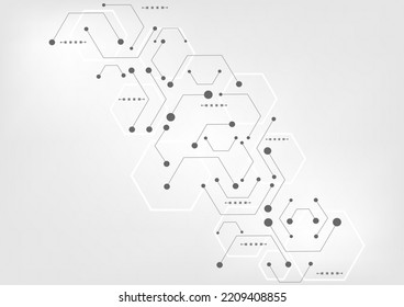 white hi-tech background circuit board hexagonal communication digital connection high tech science concept background