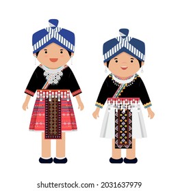 White Hmong Tribe Lady Traditional Costume Stock Vector (Royalty Free ...