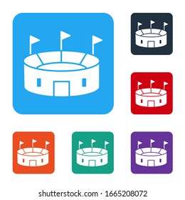 White Hockey stadium icon isolated on white background. Hockey arena. Set icons in color square buttons. Vector Illustration