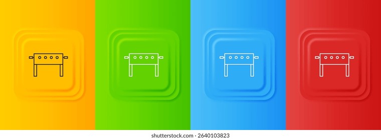 White Hockey table icon isolated on colorful background. Set icons in square buttons. Vector