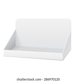 Caja Portátil Blanca Póquer Póquer Cartón Blanco Vacío Muestra Los Productos En Fondo Blanco Aislados. Listo Para Su Diseño. Empaquetado de productos. EPS10 vectores 