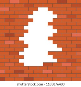 White hole in red brick wall. Stock vector illustration. Flat design