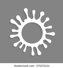 white hollow ink stain with shadow. concept of splotch, inky emblem or sign, splashing milk. flat style trendy modern logo design vector illustration