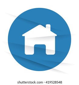 White Home icon label on wrinkled paper