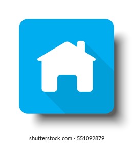 White Home icon on blue web button