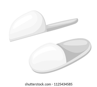 White home slippers. Hotel, spa slippers flat design. Vector illustration isolated on white background.
