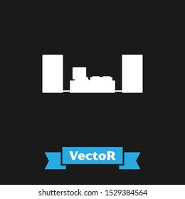 White Home stereo with two speaker s icon isolated on black background. Music system.  Vector Illustration
