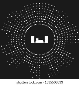 White Home stereo with two speaker s icon isolated on grey background. Music system. Abstract circle random dots. Vector Illustration
