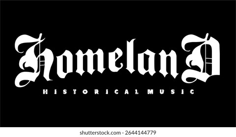 White HOMELAND text vector, typography or patriotism design, black background.