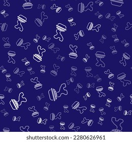 White Homemade pie icon isolated seamless pattern on blue background.  Vector