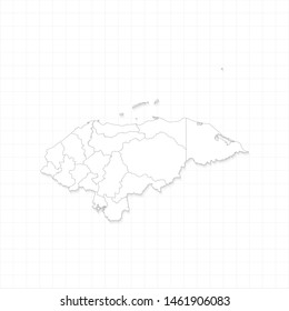 White Honduras map and grid vector. Thin gray outline on white background. EPS10.