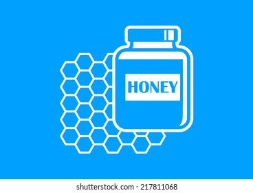 White honey icon on blue background 
