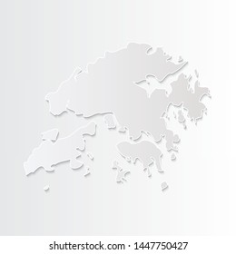 White Hong Kong map-countries. Vector paper map of Hong Kong on a gray background. Vector illustration.