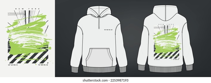 white hoodie art design, new york