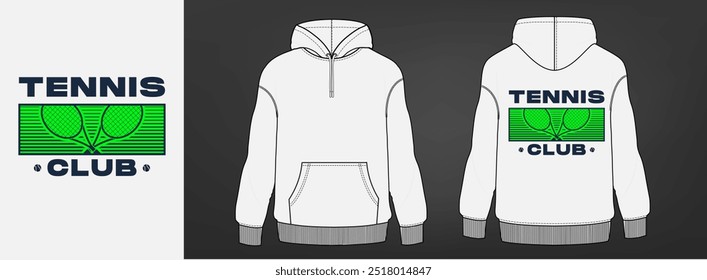 white hoodie art design, tennis logo