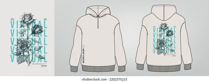 white hoodie, art design, virtual 