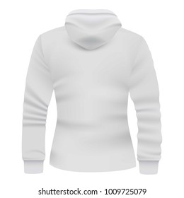 White hoodie back view mockup. Realistic illustration of white hoodie back view vector mockup for web