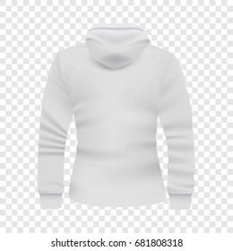 White hoodie back view mockup. Realistic illustration of white hoodie back view vector mockup for web