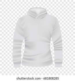 White hoodie front view mockup. Realistic illustration of white hoodie front view vector mockup for web