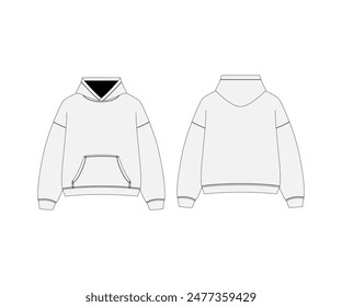 Sudadera con capucha de Plantilla blanca Sudadera con capucha de manga larga Diseño de Plantilla plana Streetwear Hoodie Apparel Plantilla