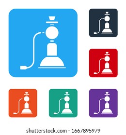 White Hookah icon isolated on white background. Set icons in color square buttons. Vector Illustration