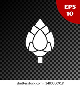 White Hop icon isolated on transparent dark background.  Vector Illustration