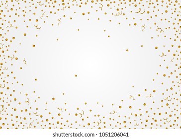 White horizontal background with golden glitter dots and streamers. Used clipping mask.