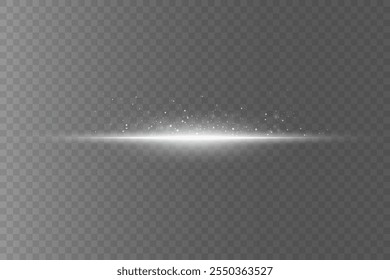 Destello Horizontal blanco de la luz, efecto de la línea. Sobre un fondo transparente.
