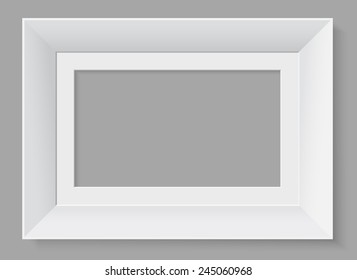 White horizontal frame isolated on grey background. Vector illustration.