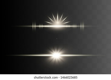 White horizontal lens flares pack. Laser beams, horizontal light rays.Beautiful light flares.