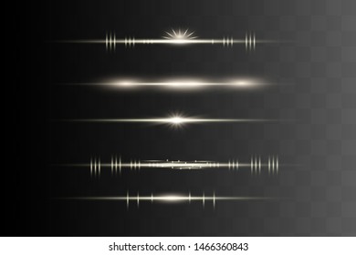 White horizontal lens flares pack. Laser beams, horizontal light rays.Beautiful light flares.