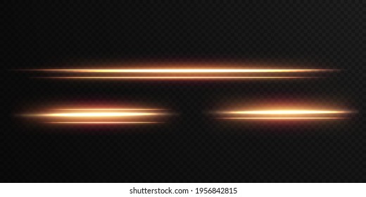 White horizontal lens flares pack. Laser beams, horizontal light rays. Beautiful light flares. Glowing streaks on light background. Luminous abstract sparkling lined background.