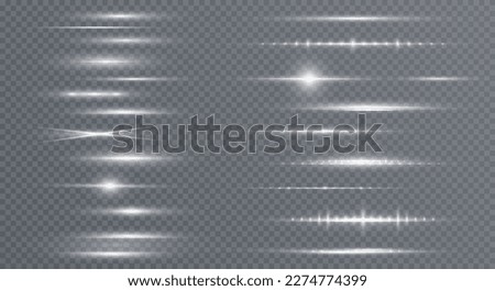 White horizontal lens flares pack. Laser beams, horizontal light rays. Collection effect light White line png. Beautiful light flares. Glowing streaks on light background. Foto stock © 