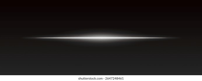 Feixe de luz horizontal branco sobre fundo de gradiente escuro. Linha brilhante afiada com bordas suaves cria efeito de ficção científica.
