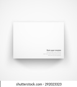 White Horizontal Paper Template Mock-up With Drop Shadow. Vector Illustration