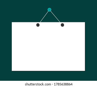 White horizontal poster mockup on deep green wall