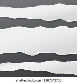 White horizontal ripped strips, note paper for text or message on squared black background